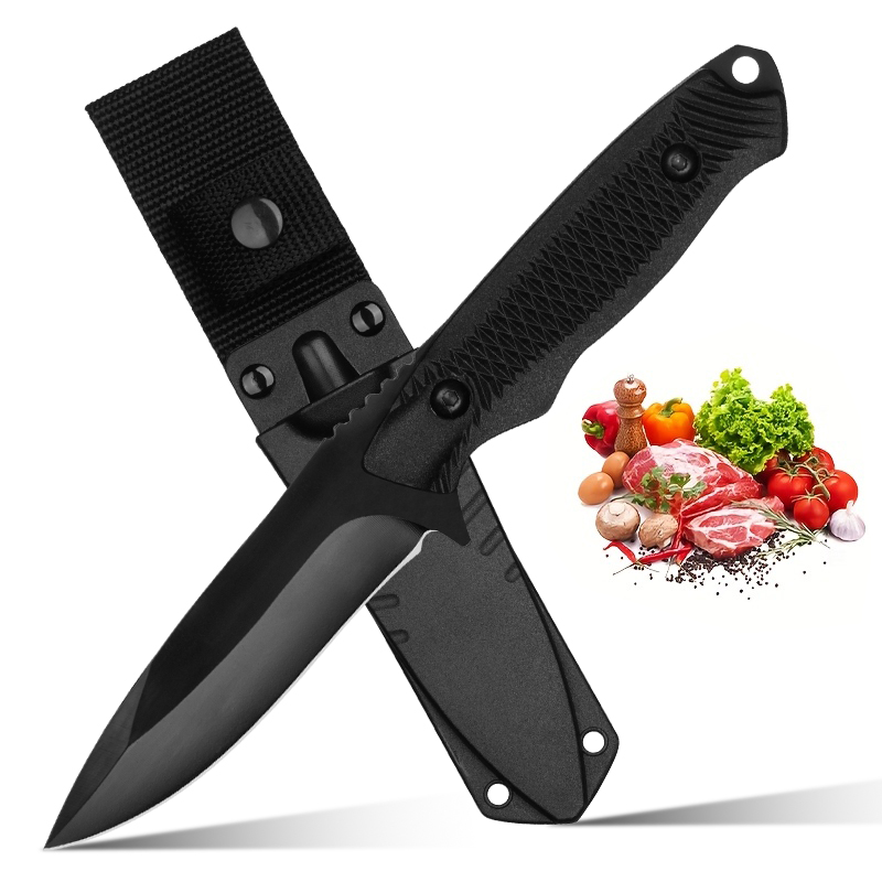 Bushcraft Knife Fixed - Cuchillo de hoja fija negro, acero