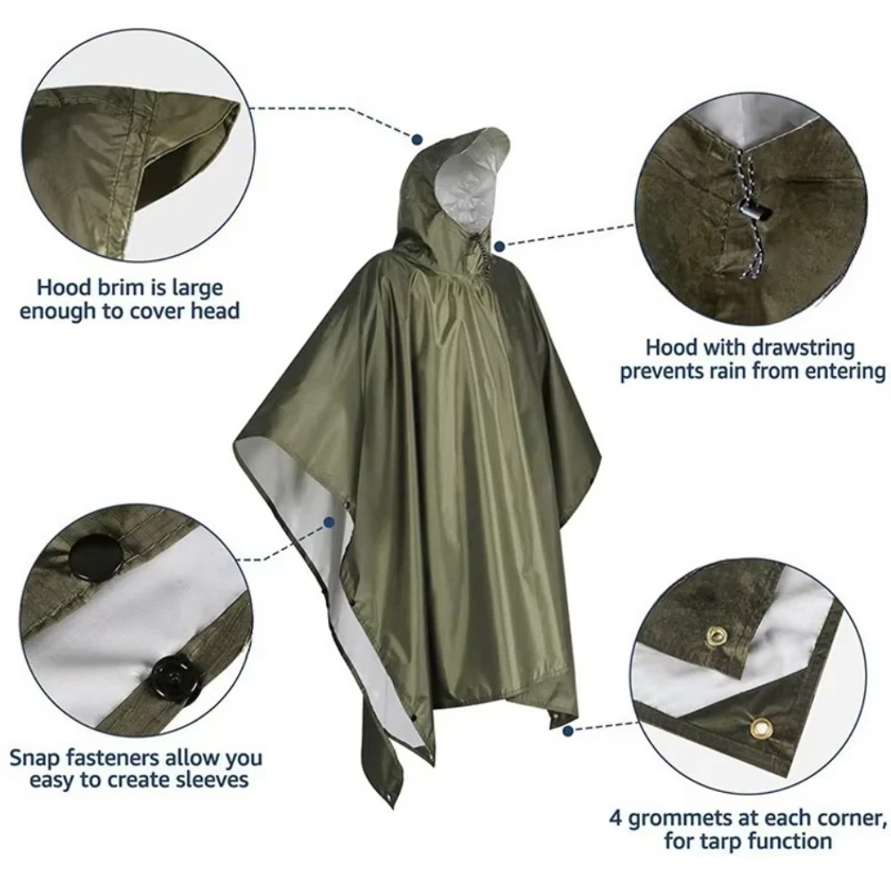 Poncho de lluvia militar multi - Emergency Poncho Rain reseña y precio